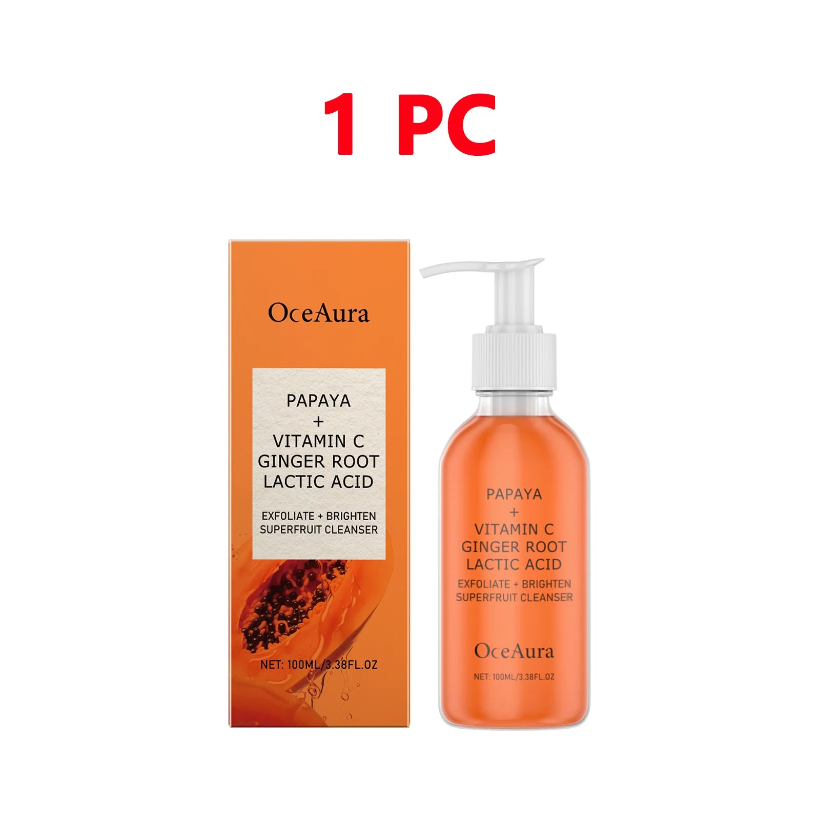 Papaya & Vitamin C Face Wash Gentle Exfoliating Brightening & Even Skin Tone Moisturizing Facial Cleanser for Soft Smooth Skin