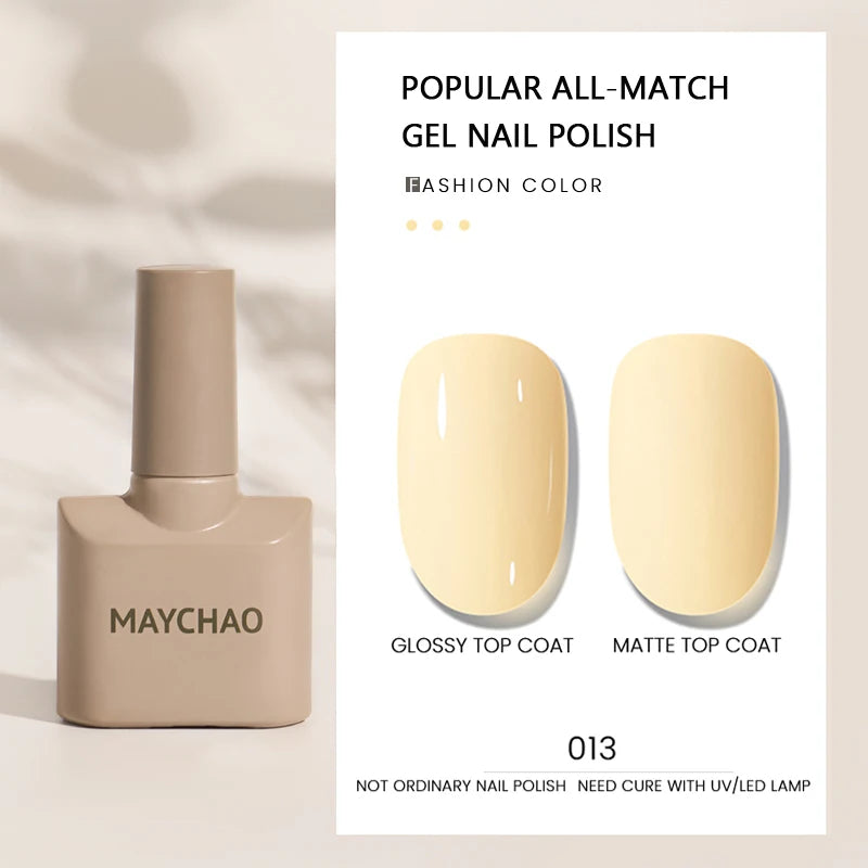 MAYCHAO Gel Nail Polish 12ML Full Coverage Base Top Coat Soak Off Gel Polish UV LED Gel Semi Permanent Varnishes Design Nail Art