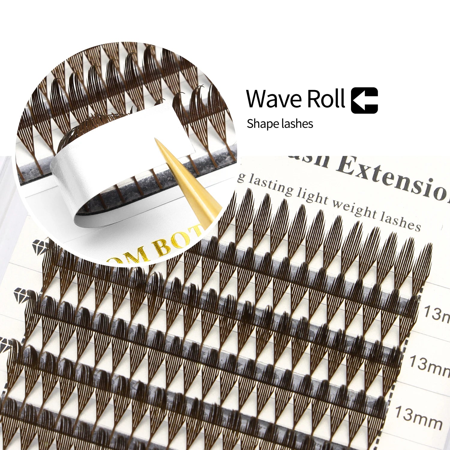XIUSUZAKI Brown Comic Spire Lashes Automatic Flowering Premade Fans Eyelashes Extensions Individual Volume False Lashes