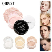 QIBEST 4 Colors Loose Powder Waterproof Oil-Control Matte Finish Compact Setting Powder Long-Lasting Invisible Pores Face Makeup