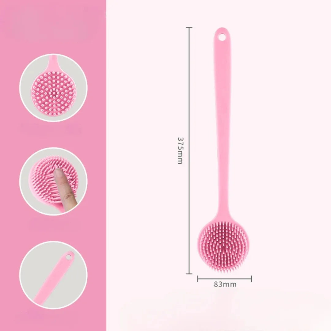 Soft Silicone Body Scrubber Back Brush Bath Shower Brush with Handle Exfoliating Back Scrub Skin Massager Body Care Bath Supplie