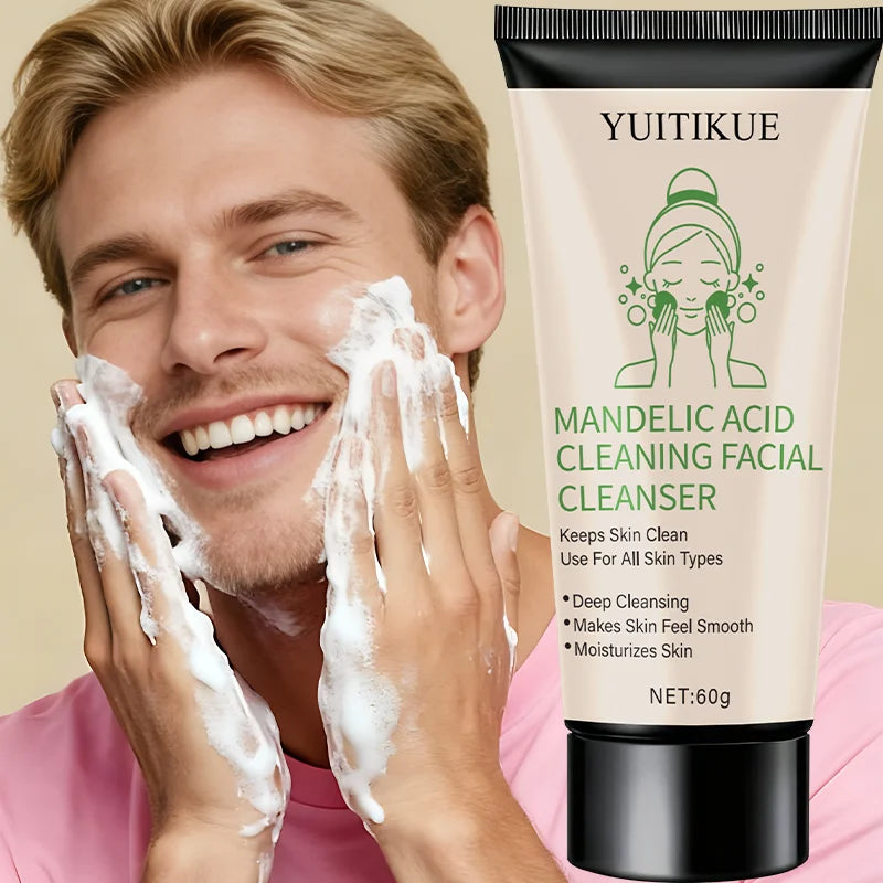 YUITIKUE Facial Cleanser 60g - Mandelic Acid Formula, Gentle Deep Cleansing, Moisturizes & Controls Oil