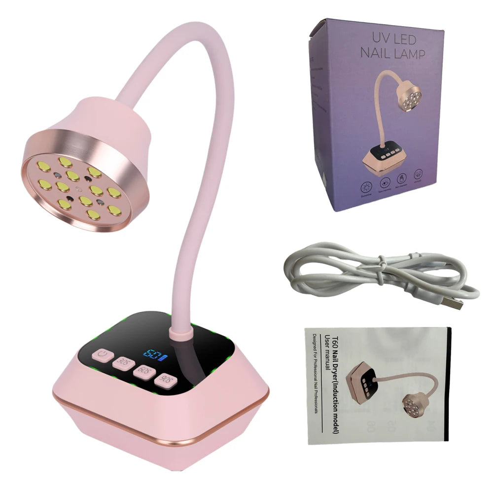 Ai Sensor Nail Lamp 36W 12 Beads LED UV Nail Dryer Wireless Rechargeable Lamp Fast Drying Nail Lamp 360° Bendable Table Lamp