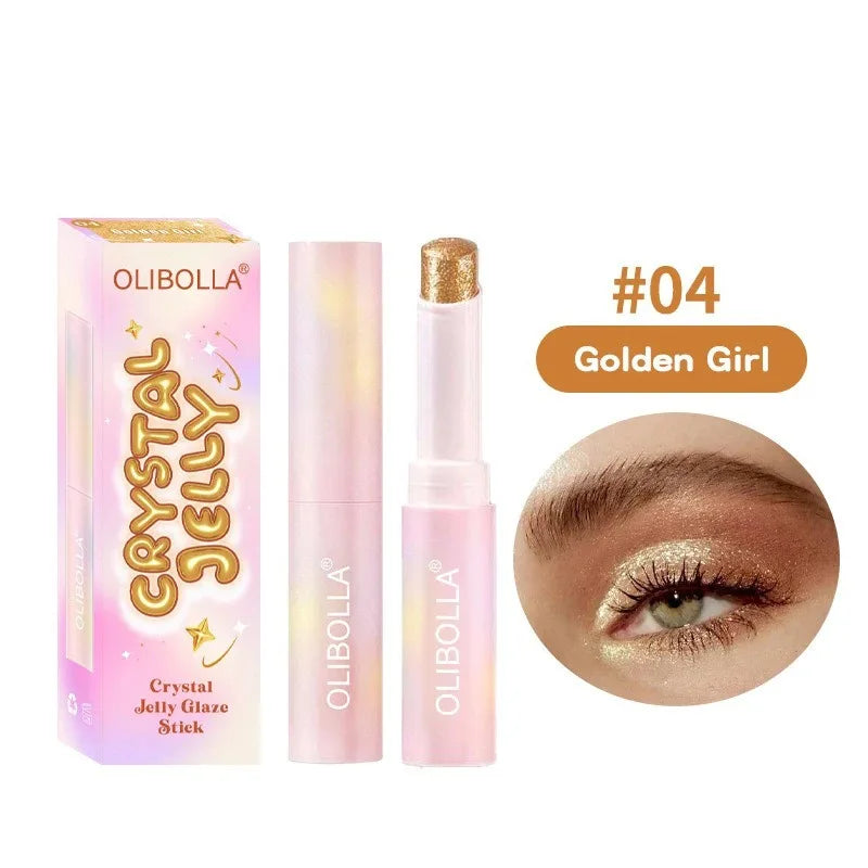 Watery Jelly Eyeshadow Stick Multi-Color Pearlescent Glitter High-gloss Eyeshadow Crystal Fine Shiny Eyeshadow Highlighter Stick