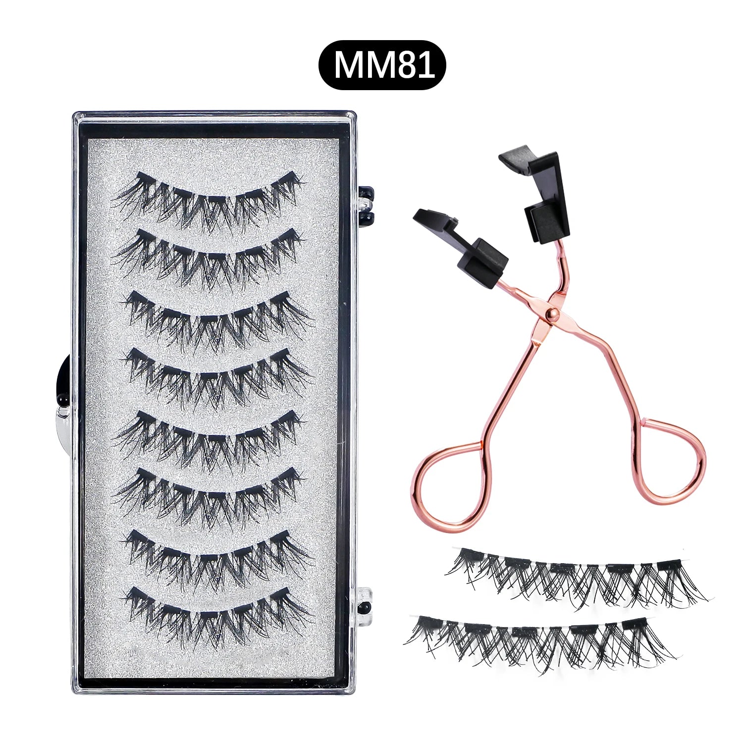 8Pcs Magnetic Eyelashes No Glue Needed Magnetic False Eyelashes with Applicator Reusable Thick Natural Effect 5 Magnets Lashes