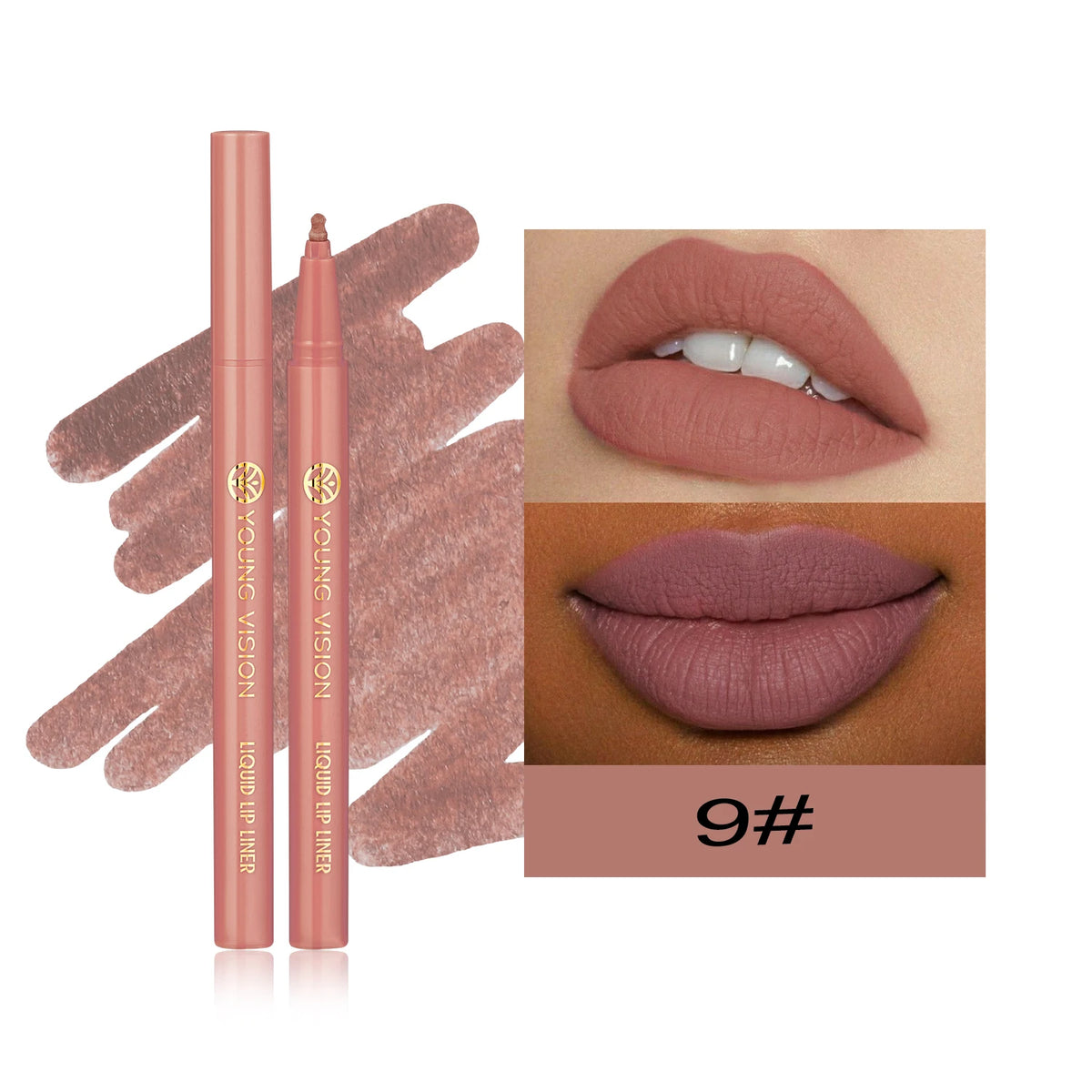 12-Color Matte Velvet Liquid Lip Liner Pen for Lip Line Definition, Lip Shape Correction, and Lip Tinting