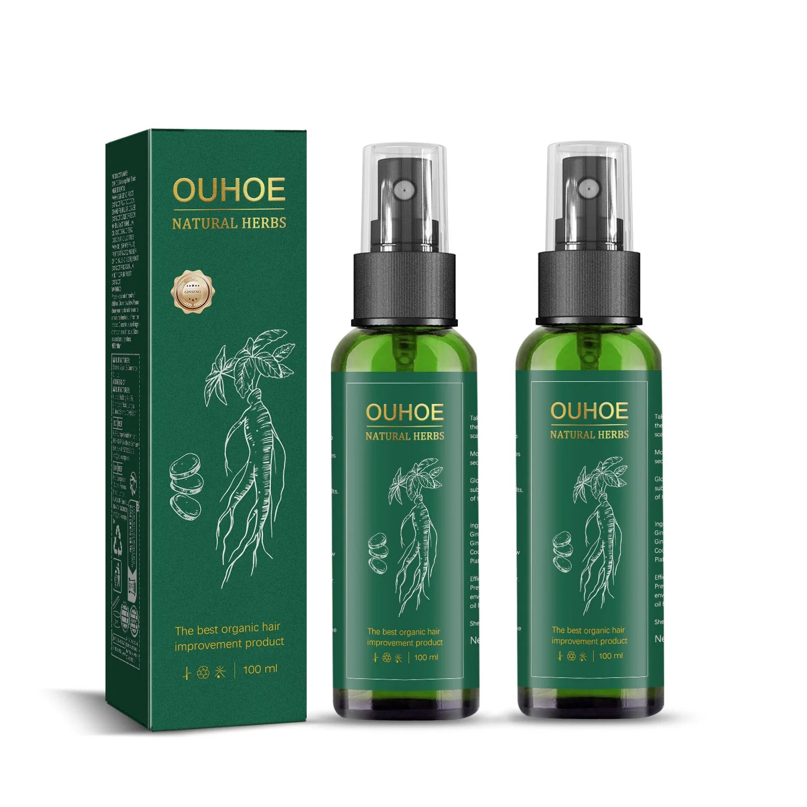 OUHOE Ginseng Hair Care Liquid Ginseng Essence Moisturizing and Softening Hair Care Spray