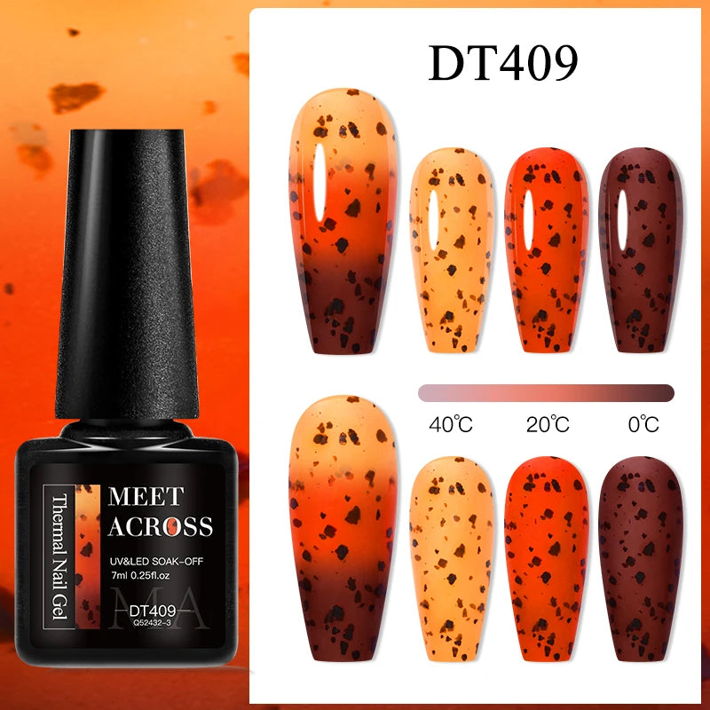 MEET ACROSS 7ml 36Colors Glitter Thermal Gel Nail Polish 3 Colors Changing Soak Off Gel Winter Semi Permanant Nail Art Varnish