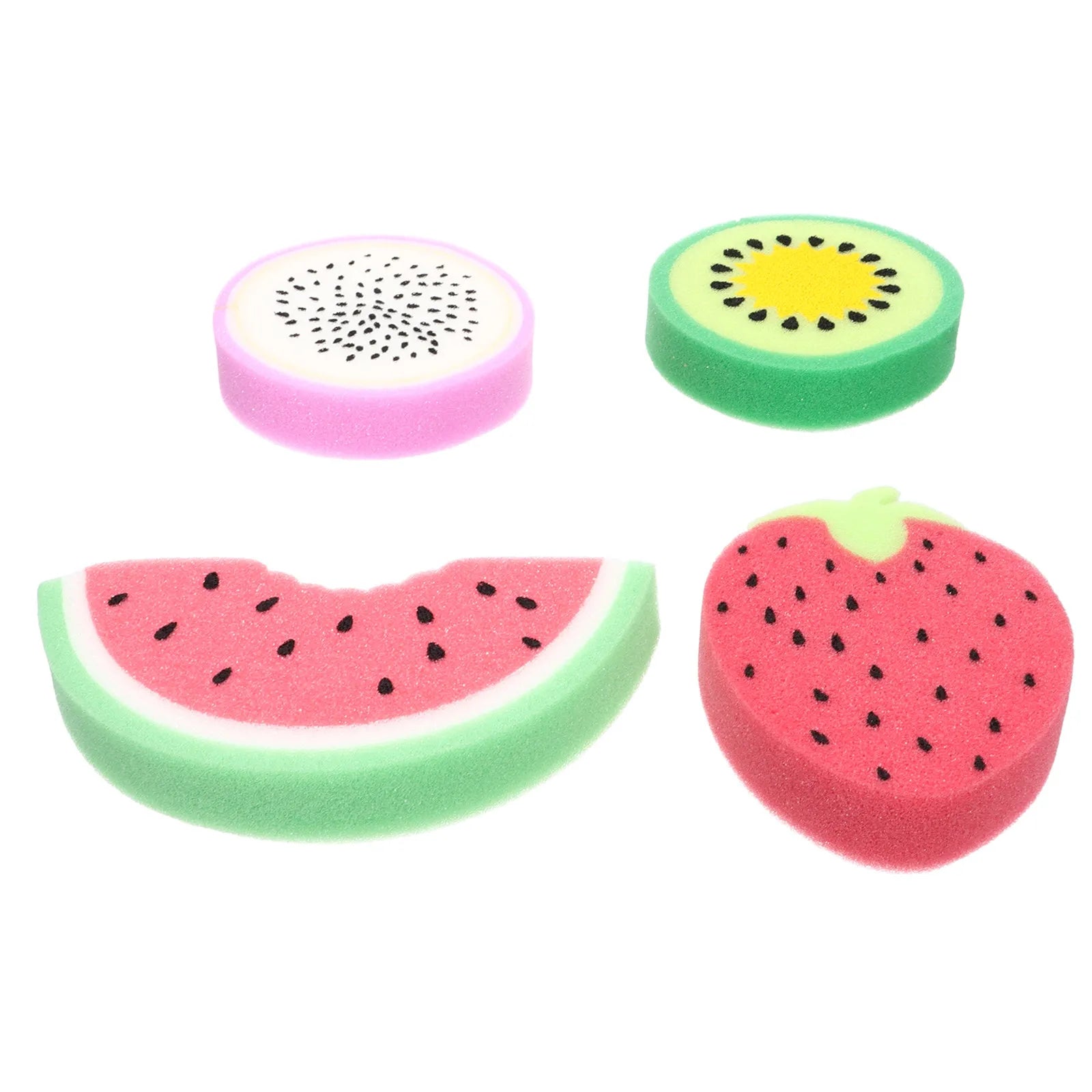 4Pcs Lovely Fruit Shaped Sponges for Bathing Kids Comfortable Lightweight Wash Sponge with Rich Bubbles Shower Sponge for Body