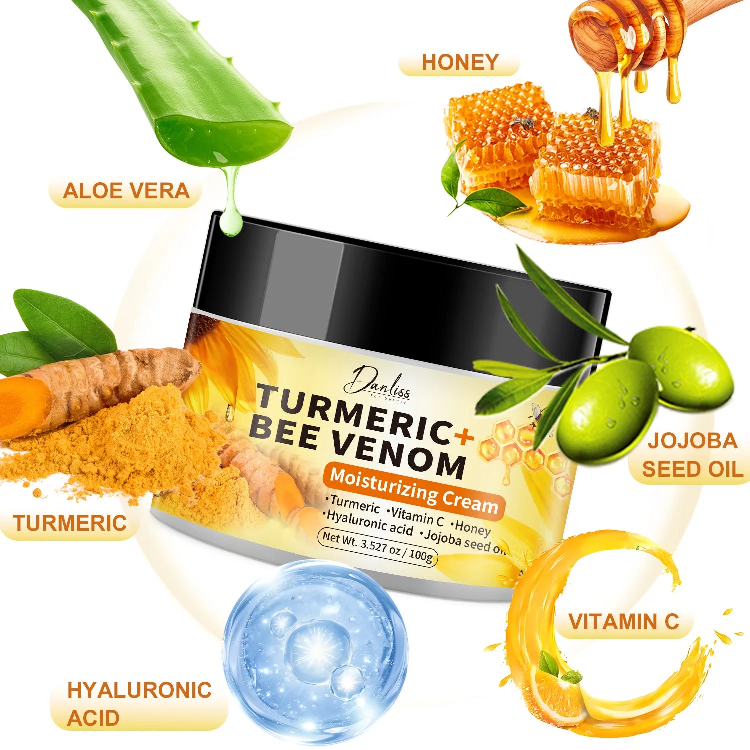 Turmeric bee Venom Moisturizing and Anti-Cracking Hand and Foot Cream deeply nourishes and repairs the skin 100g
