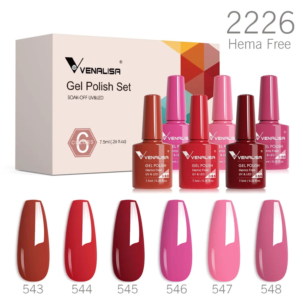 6pcs Venalisa Construction Gel Kit Stronger Jelly Color Reinforce Natural Nail Varnish Rubber Base Color Series Nude Collection