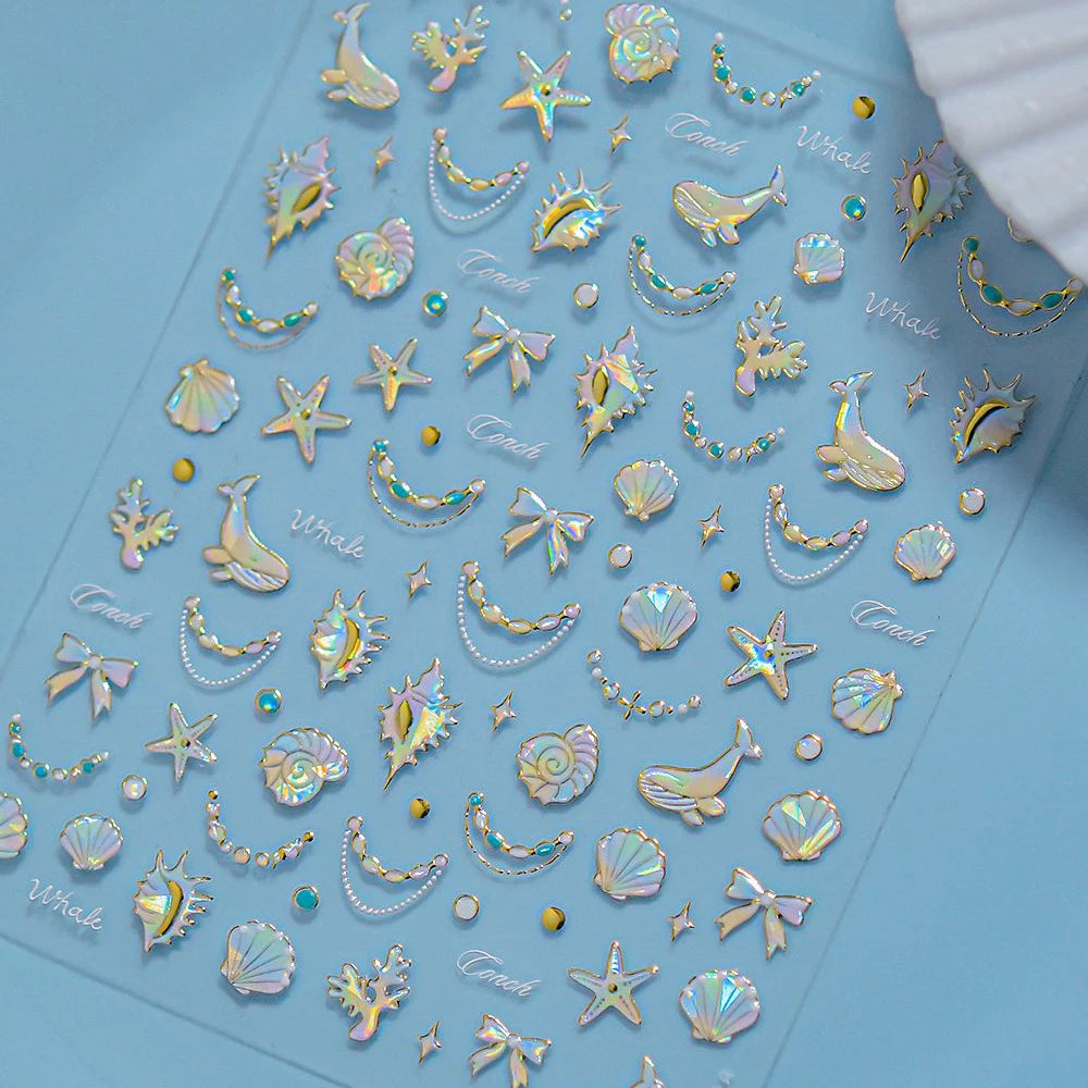 5D Rich Goldfish Nail Stickers Lotus Carp Ribbons Nail Art Appliqués Handmade Creative Nail Art Decorations