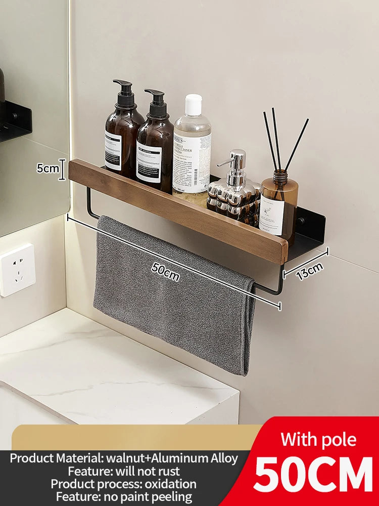 Wood Aluminum Waterproof for Bathroom Shelf Shelves Shampoo Makeup Storage Holder Accessories Kitchen Sorage Bath Accessories