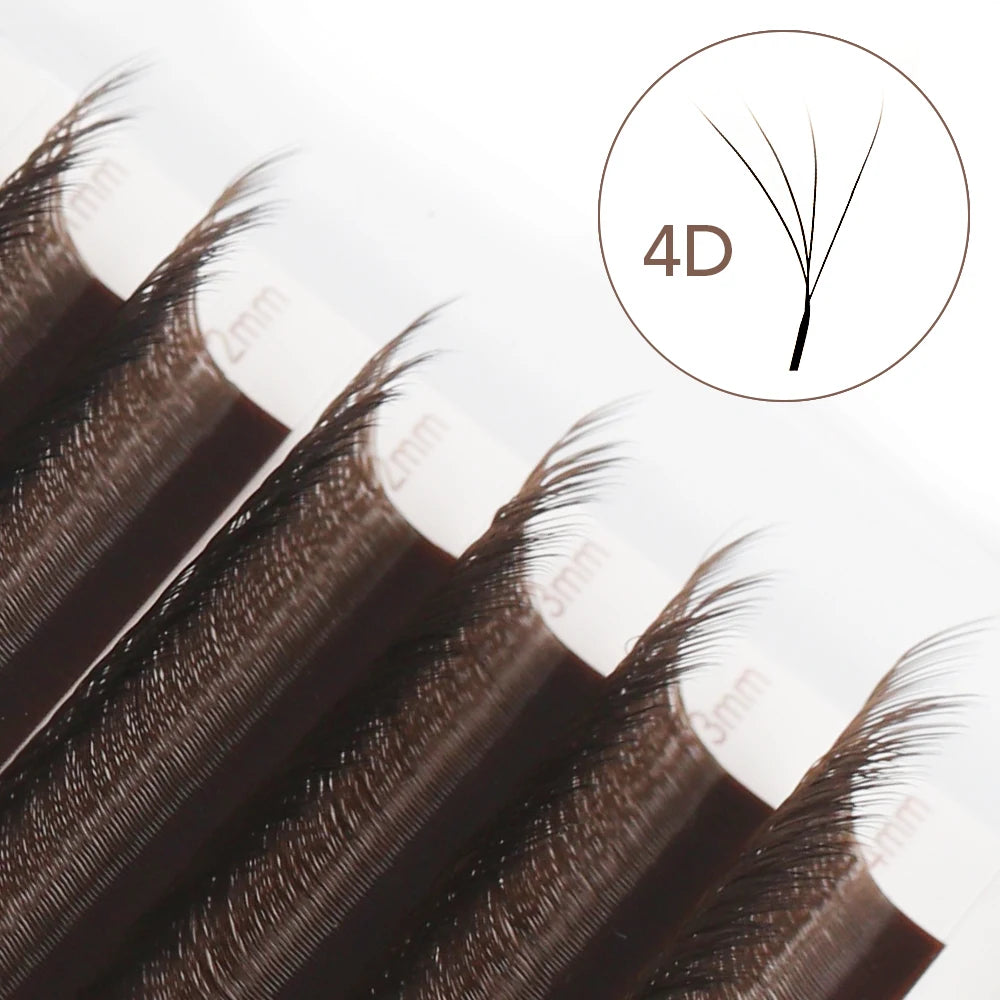 NATUHANA Brown W Lashes  Shaped Bloom 2D 3D 4D 5D Automatic Flowering Premade Fans Eyelashes Extensions