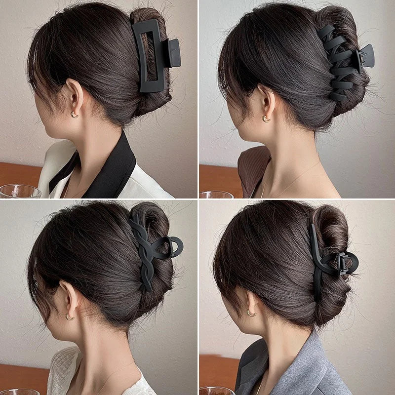 Black Series Big Hair Clip for Women Simplicity Ponytail Clip Women Fashion Shark Clip Girl Hair Clamp