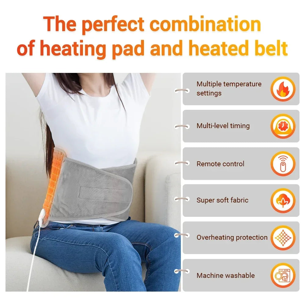 Electric Heating Waist Mat Thermal Warming Belt Office Home Temperature Control Hot Compress Waist Blet Back Leg Abdomen Warmer
