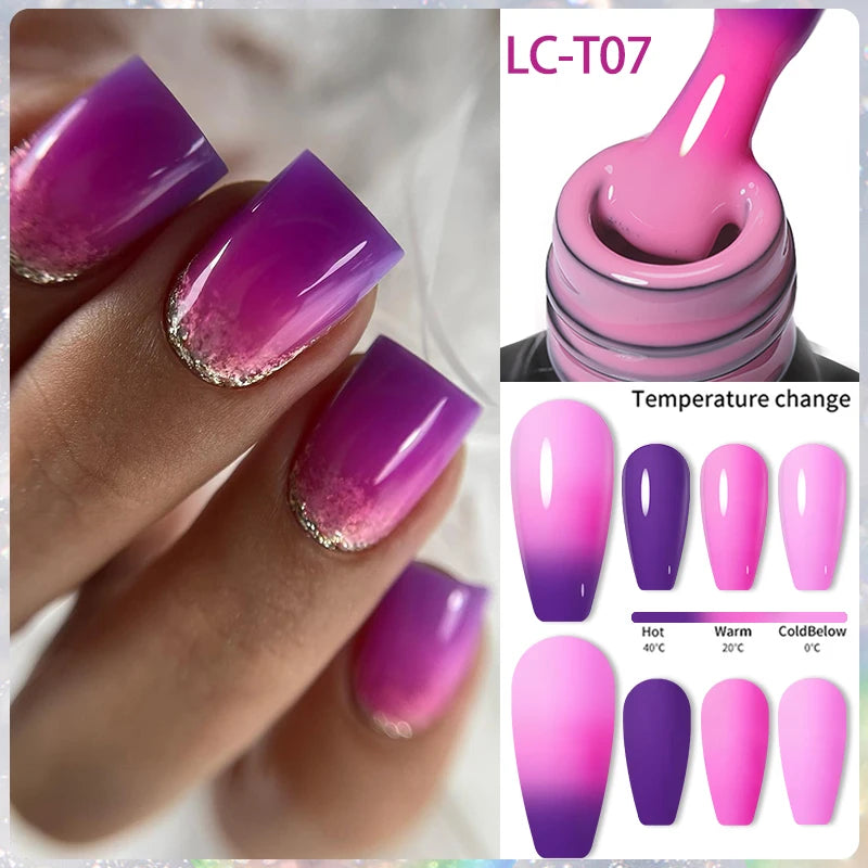 LILYCUTE 7ML Auroras Glitter Thermal Gel Nail Polish Temperature Color Changing Semi Permanent Soak Off Nail Art UV Gel Varnish