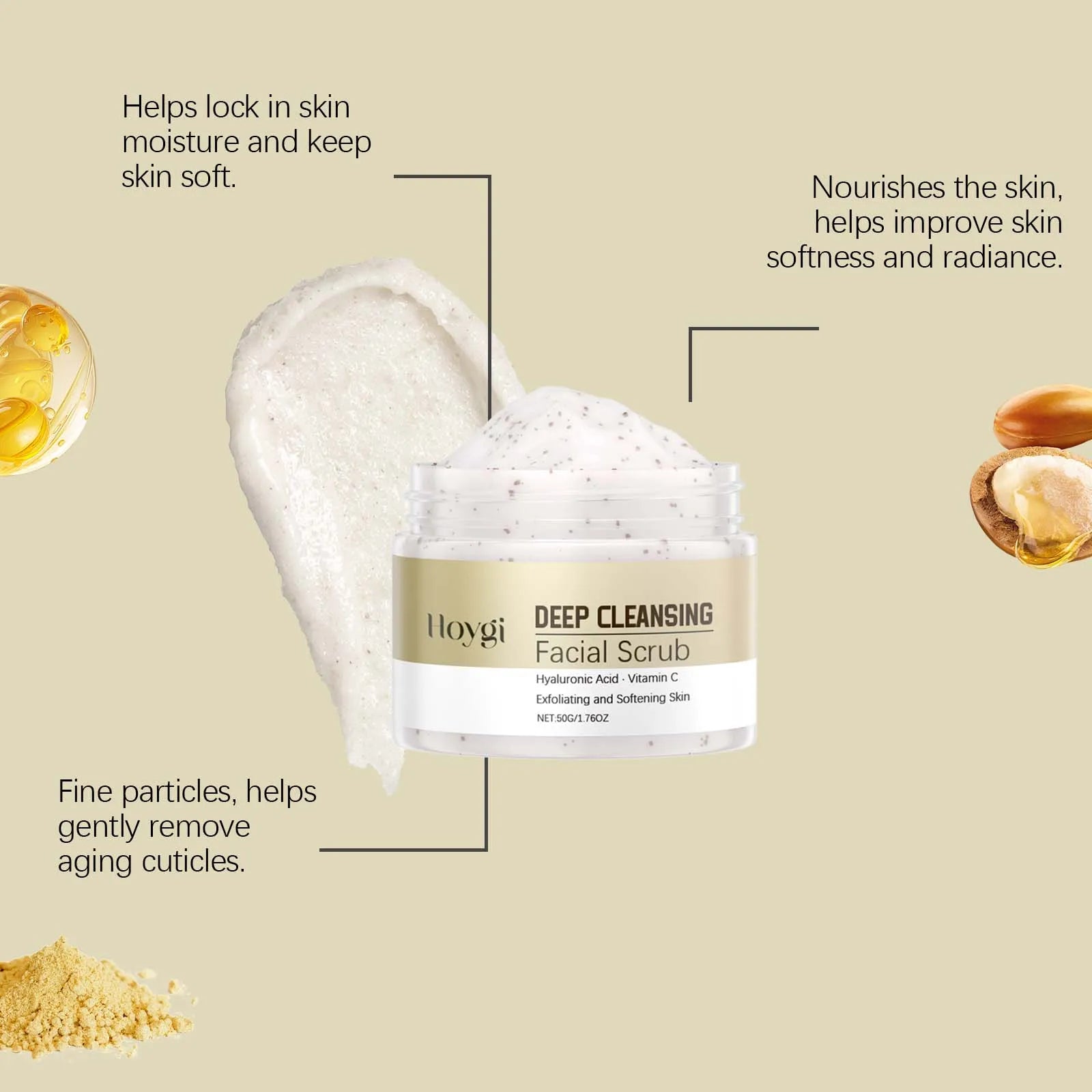 Deep Exfoliating Facial Scrub Gentle Pore Cleansing Dead Skin Remover Face Scrubbing Cream Moisturizing Brightening Skincare