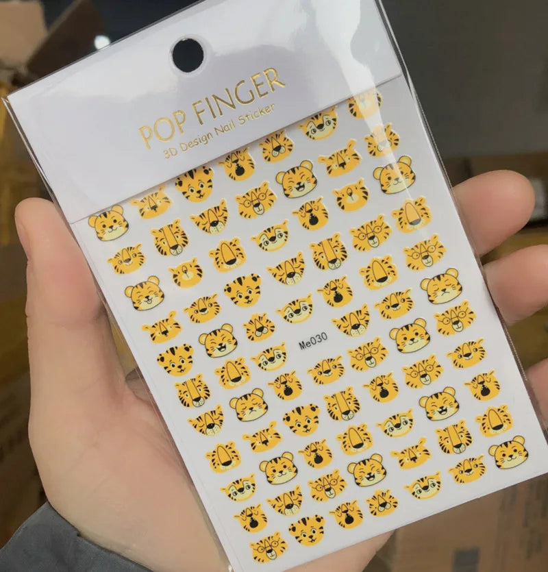 Press on Nails Tiger Symbol Nails Decals Design Fierce Wild Animal Leopard Decoration Manicure Stickers Nails Accessories Tools