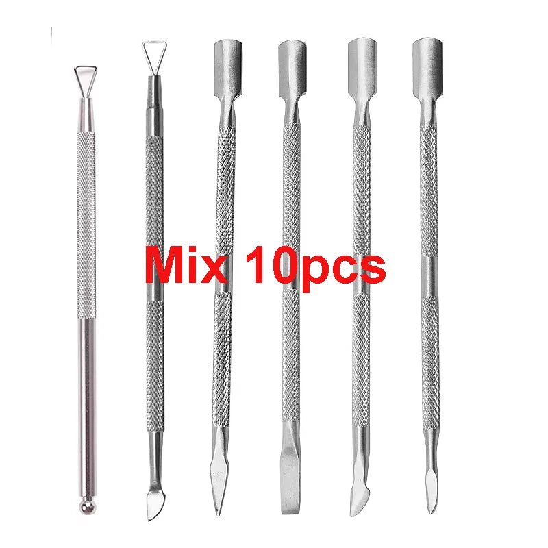 Double-ended Stainless Steel Cuticle Pusher Dead Skin Push Remover For Pedicure Manicure Nail Art Cleaner Care Tool Factory Sale