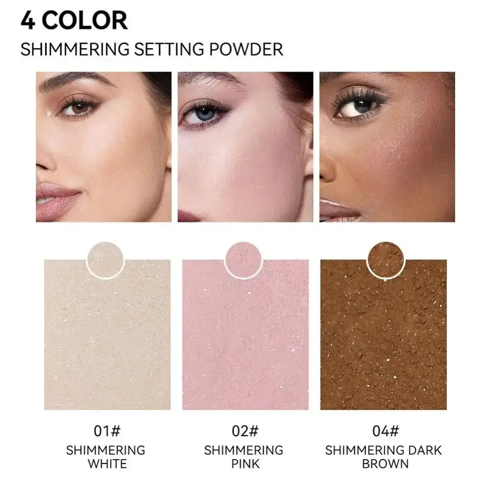 Long Lasting Glitter Setting Powder Oil Control Pearlescent Face Powder Hide Pore Natural Finish Matte Powder Concealer Setting
