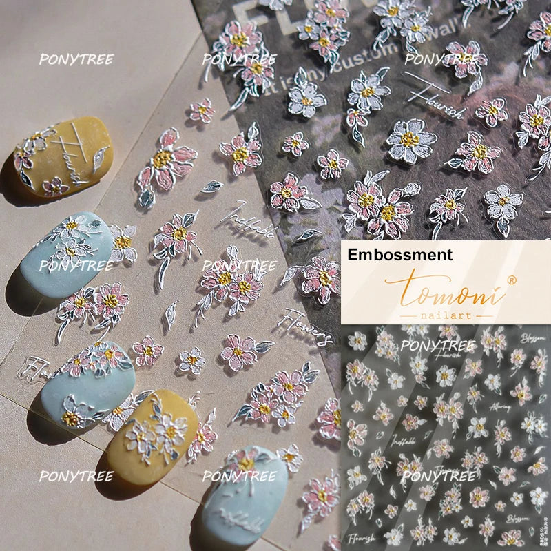 Elegant Pink Purple Flower Rose Colourful Gentle Petal Peach Blossom Metal Shiny Self Nail Art Sticker Decoration Manicure Decal