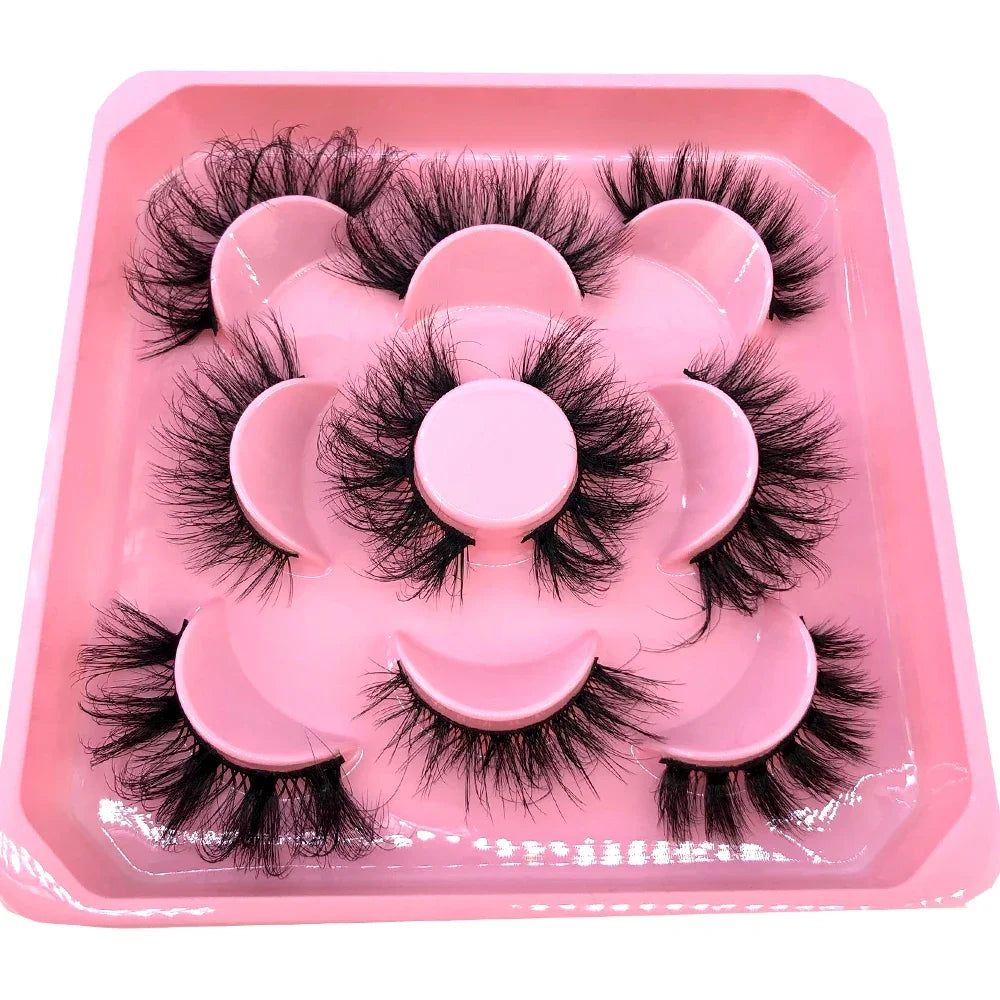 New 5 pairs of handmade mink eyelashes fake eyelashes natural nude makeup simulated cross messy eyes 3D curly eyelashes