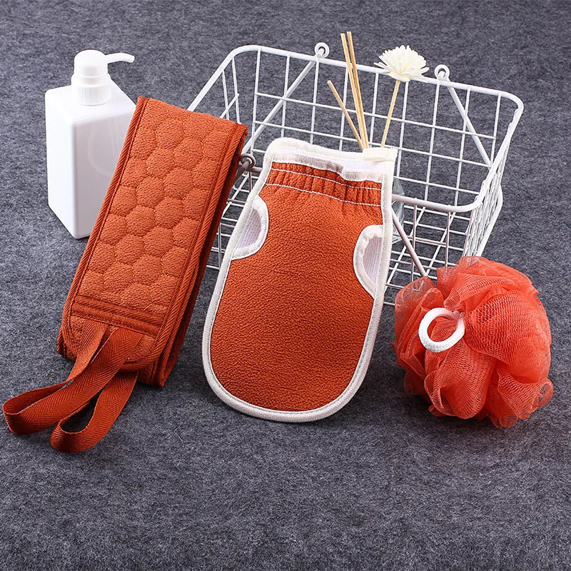 Exfoliating Body Scrubber Set with Back Scrubber Bath Glove And Shower Sponge Loofah for Deep Cleaning And Hygiene