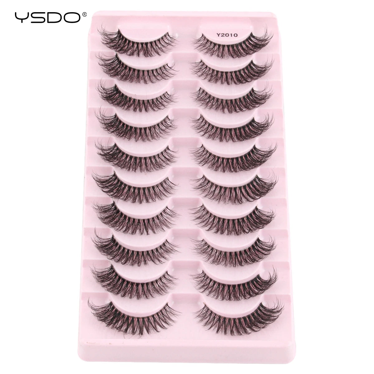 YSDO False Lashes 5/10 Pairs Half Lashes Natural Long Cat Eye Lashes 3D Mink Eyelashes Full Strip Lashes Extension Makeup Tools