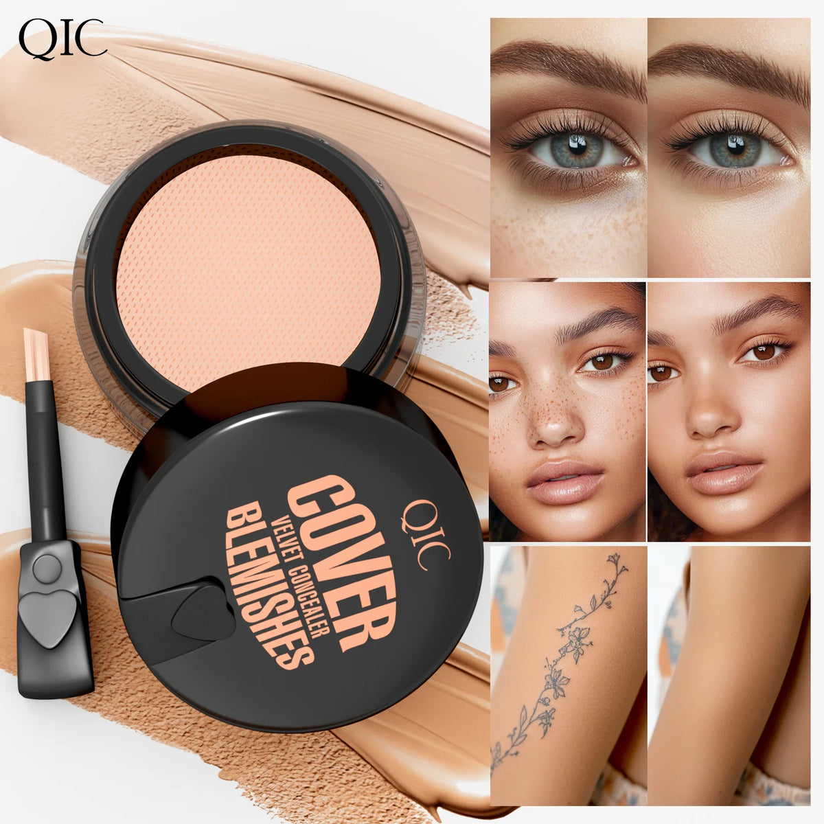 Waterproof & Sweatproof Concealer Cream - Tattoo coverage, Long-Lasting Foundation, Natural,Full coverage, All Skin Types