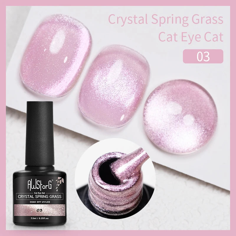 AWStorG Intense Rainbow Cat Eye Gel 5ml Holographic Laser Magnetic Nail Gel Soak Off UV LED Gel Polish Shiny Rainbow Manicur