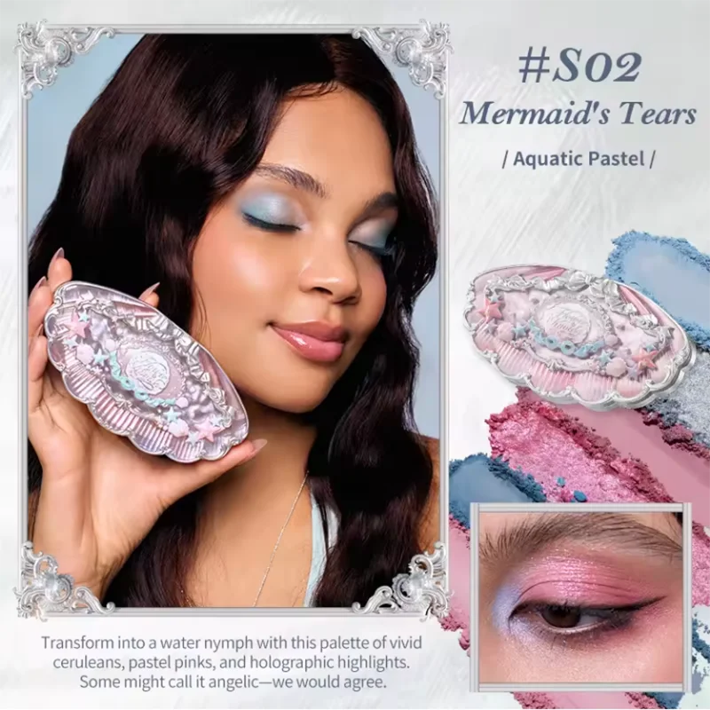 Flower Knows Shell's Jewel Collection 6-Color Eye Shadow Makeup Palette Pressed Glitter Eyeshadow Paletas Flowerknows