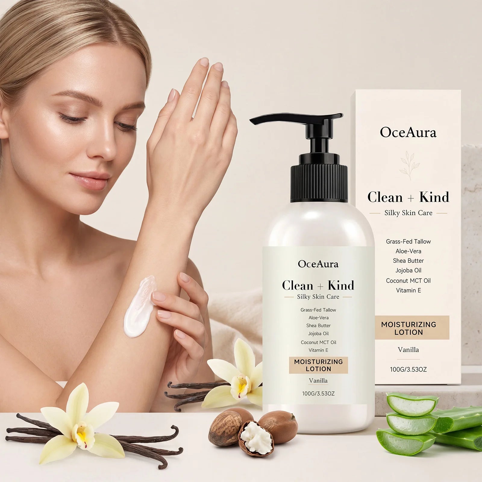 Vanilla Cream Body Lotion Long Lasting Fragrance Deep Moisturizing Shea Butter Nourish Dry Skin Smooth Brightening Body Milk
