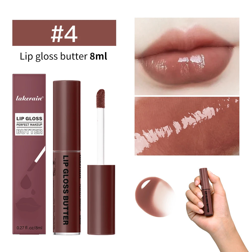8ml Butter Non-stick Cup Gloss Lip Gloss Moisturizing Mirror Lip Gloss Lasting Color Lip glaze Dye Lip Liquid Makeup For Women