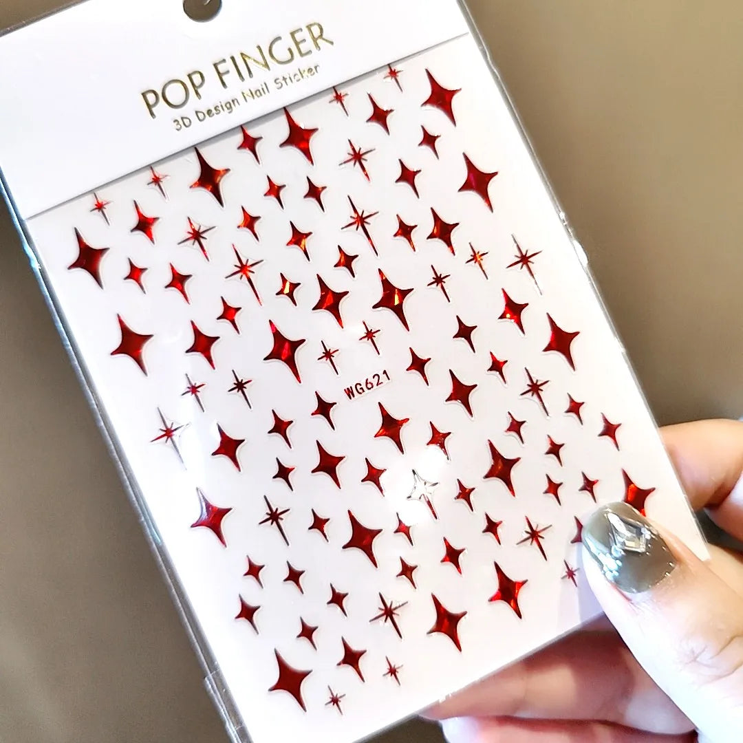 Shiny Gold Star Moon Sun Nail Stickers for Manicure Accessories Heart Feather Animals Printing Self Adhesive Nail Wrap