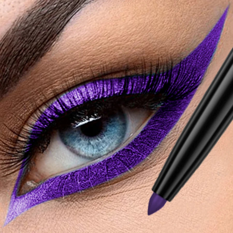 1pc Colourful Eyeliner Pen,High Pigmented Pearly Glitter&Shimmer Metallic Eyeliner Stick, Long Lasting Waterproof White Black