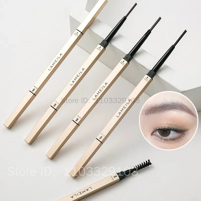 5 Colors With Brush Double Head Eyebrow Pencil Waterproof Smooth Eyebrow Stick Sweatproof Eyebrow Gel Tattoo Pencil Cosmetics