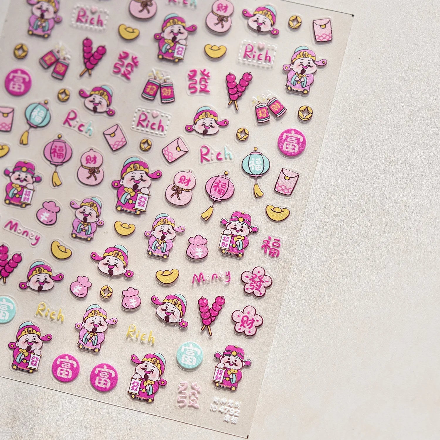 Golden Lucky Cat Nail Art Decorations Stickers Good Luck Gong Xi Fa Cai 5D Self Adhesive Nail Decals Wholesale Dropshipping