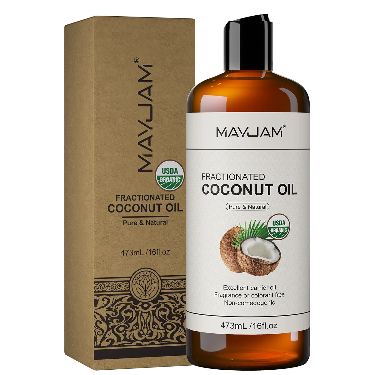 MAYJAM Pure Natural Moroccan Argan Oil Massage On Face, Hair, Body Sweet Almond Oil Cold Pressed USDA Certified 473ml Face Oil
