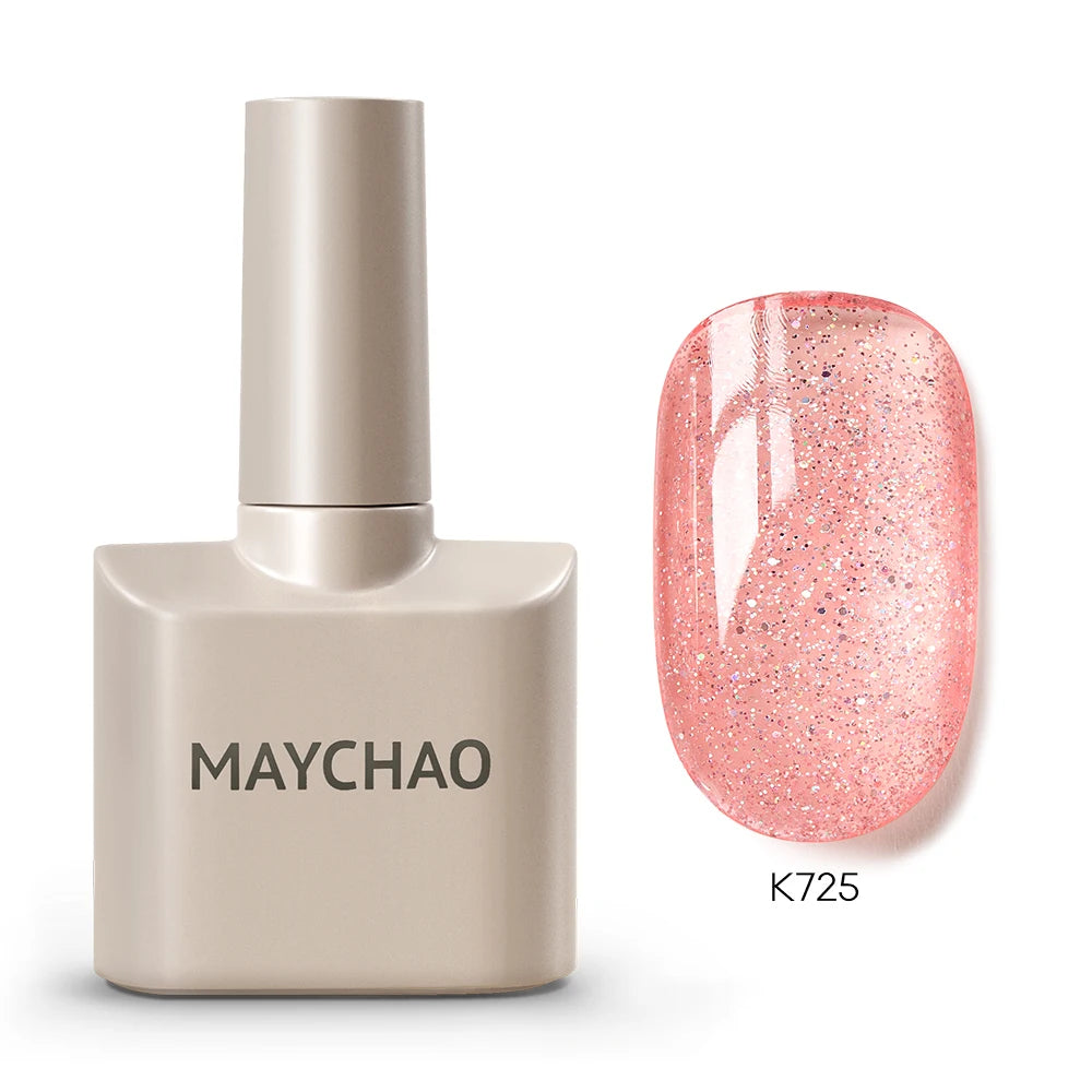 MAYCHAO Cherry Red Gel Nail Polish 12ml Glossy Semi Permanent Soak Off UV LED Frosted Gel Nails Base Painting Varnish