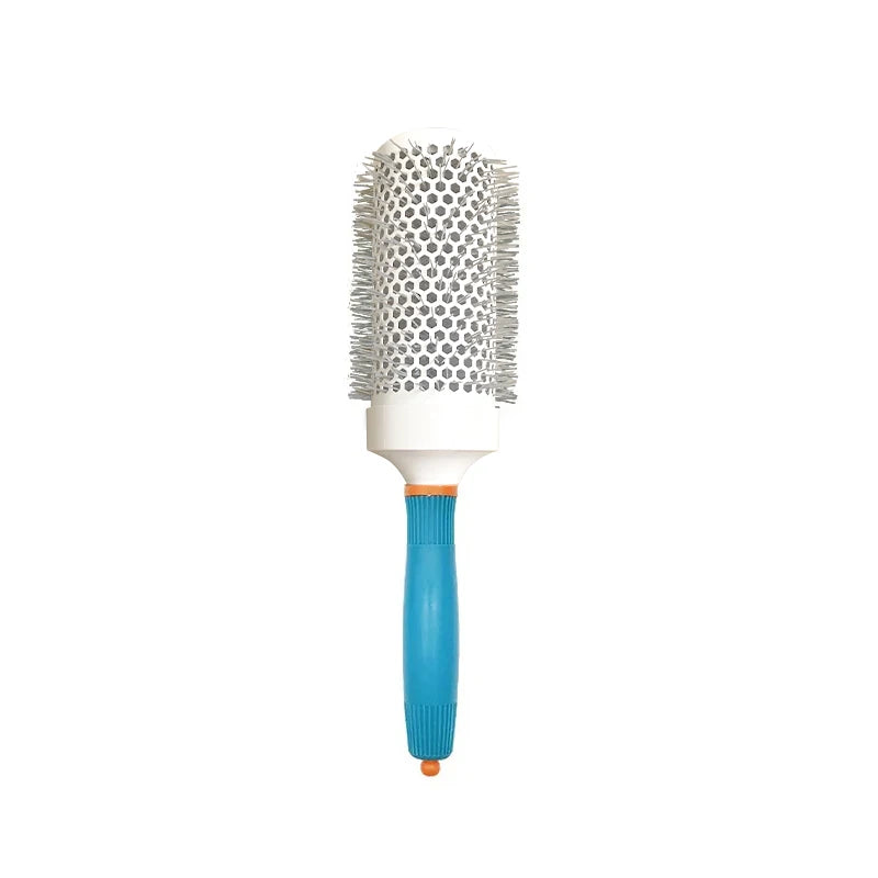 Professional Salon Hair Brush & Comb Set - Round Curly Hair Styling Tool with Rollers, Blue