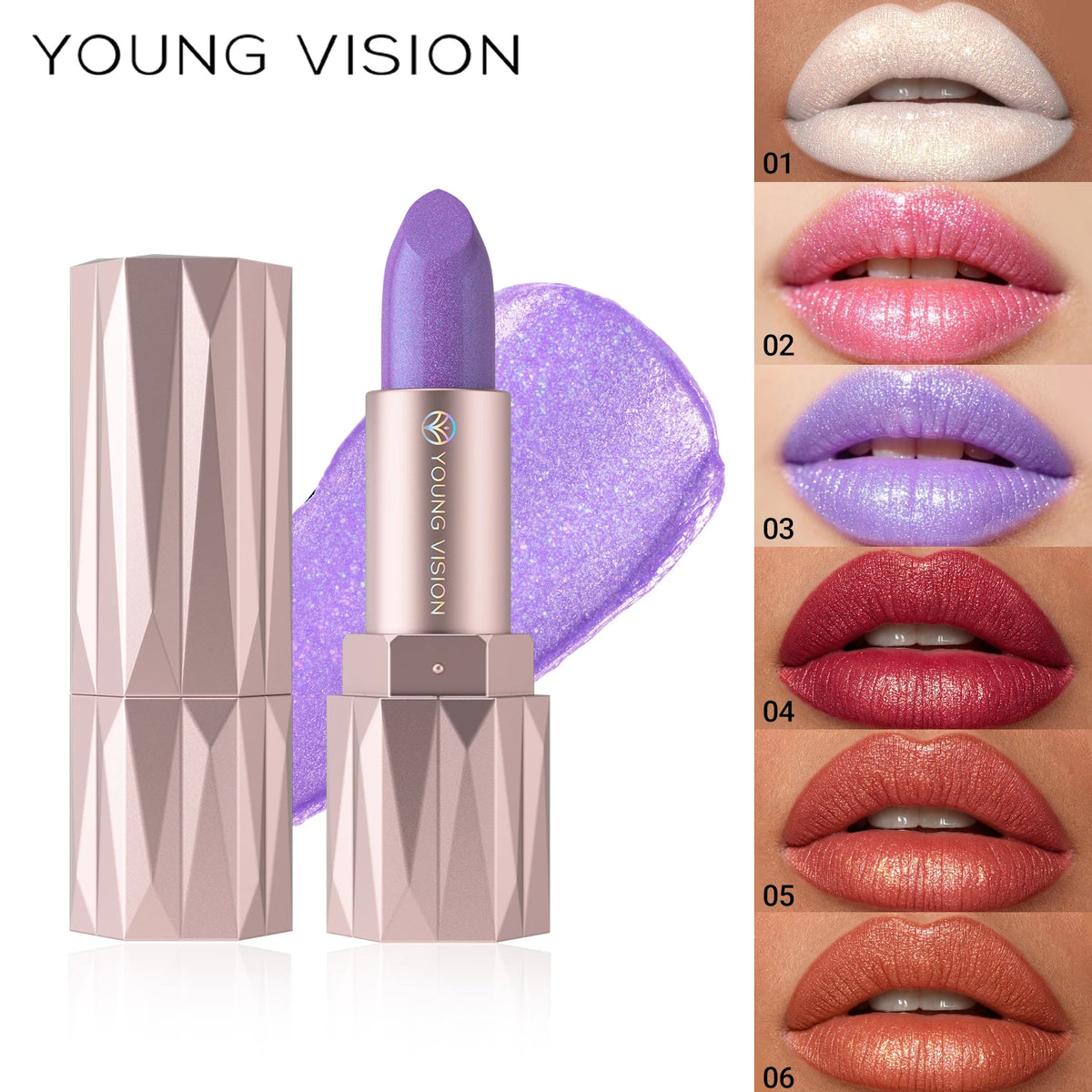 LANGMANNI 10 Colors Slant Mouth Pearlescent Swivel Slant Mouth Design Lipstick Single Pack Lipstick Lasting Color Lip Gloss