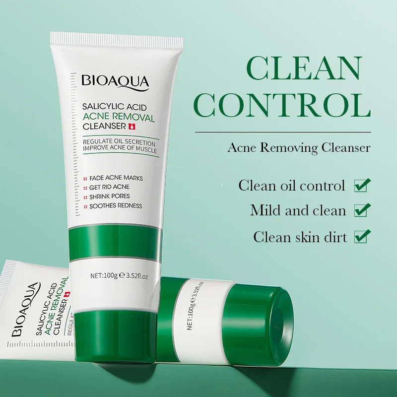 BIOAQUA Salicylic Acid Facial Cleanser Acne Treatment Moisturizing Oil Control Anti-acne Face Wash Foam Face Cleanser Skin Care