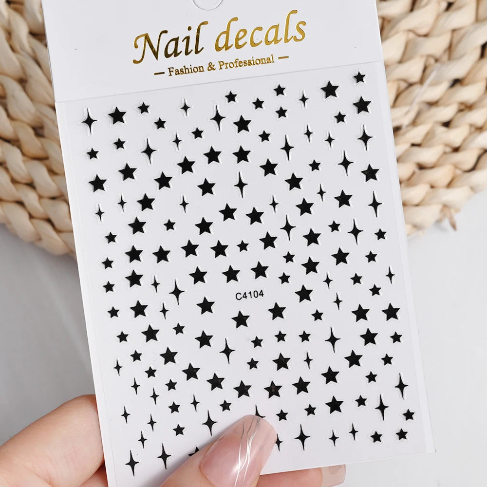 1pcs Star-Themed Nail Art Stickers 3D Self-Adhesive Plastic Decals With Glitter Finish Anime Rectangle Shape Ideal For DIY Nails