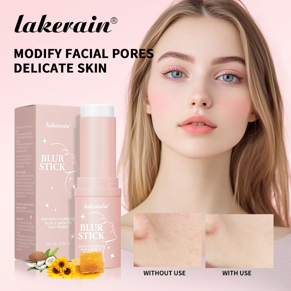 Lakerain Blur Stick Invisible Pore Base Stick Long Lasting Makeup Primer Stick Hydrate Covering Pores Oil Control Primer Stick