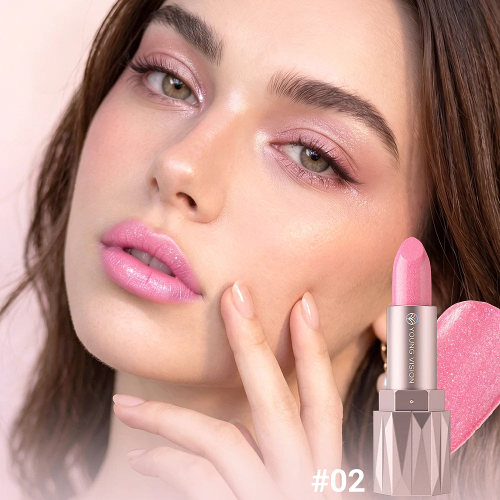 LANGMANNI 10 Colors Slant Mouth Pearlescent Swivel Slant Mouth Design Lipstick Single Pack Lipstick Lasting Color Lip Gloss