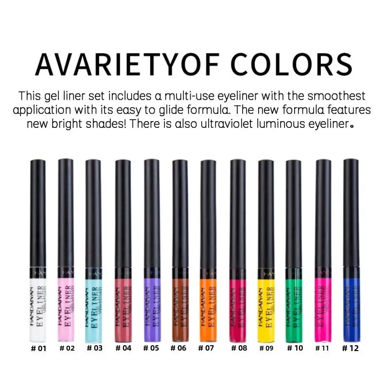 Neon UV Glow Eyeliner Pen Waterproof Matte Liquid Color Eye Liner Pencil Vibrant Yellow Red Purple Makeup Cosmetic