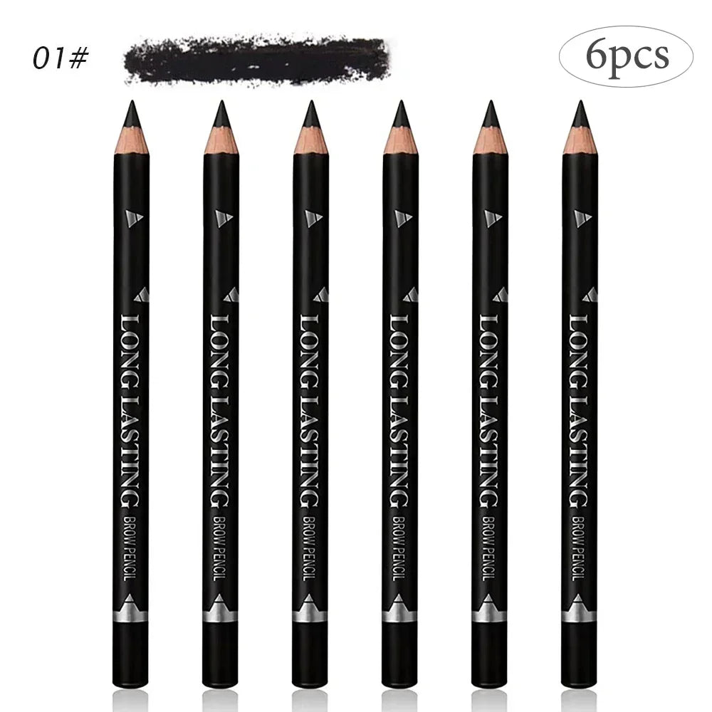 6/12PCS Eye Brow Pencil Waterproof Professional Women Eye Makeup Pen Easy Color Natural Black Brown Cosmetic Beauty Eyebrow Tool