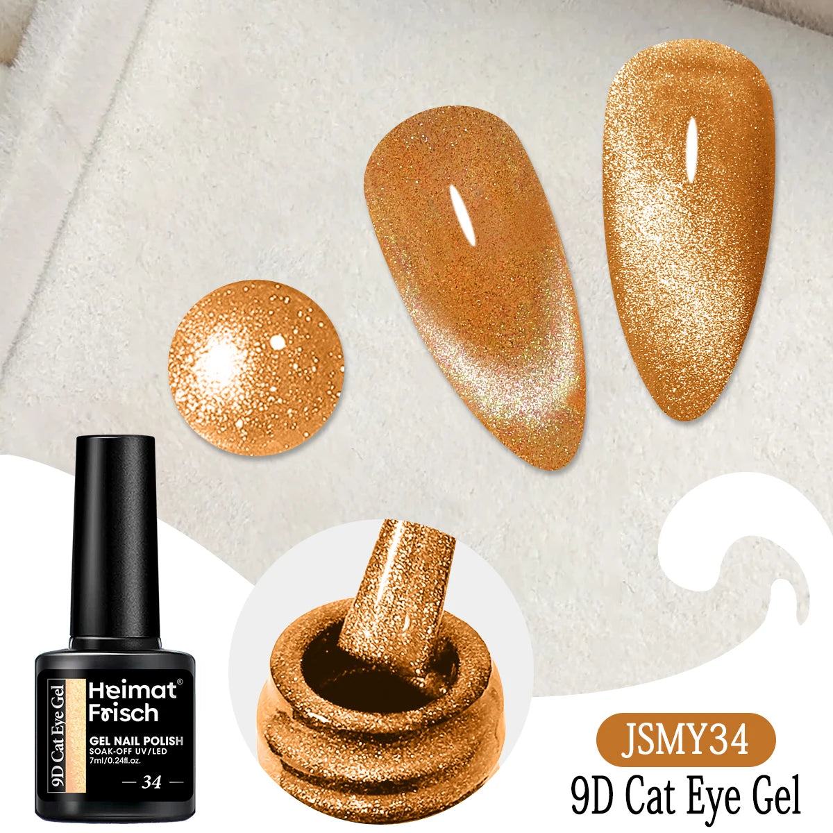 Heimat Frisch Single 0.24oz Crystal Cat Eye Gel Nail Polish - Holographic Glitter, Translucent and Magnetic Effect, Long-Lasting