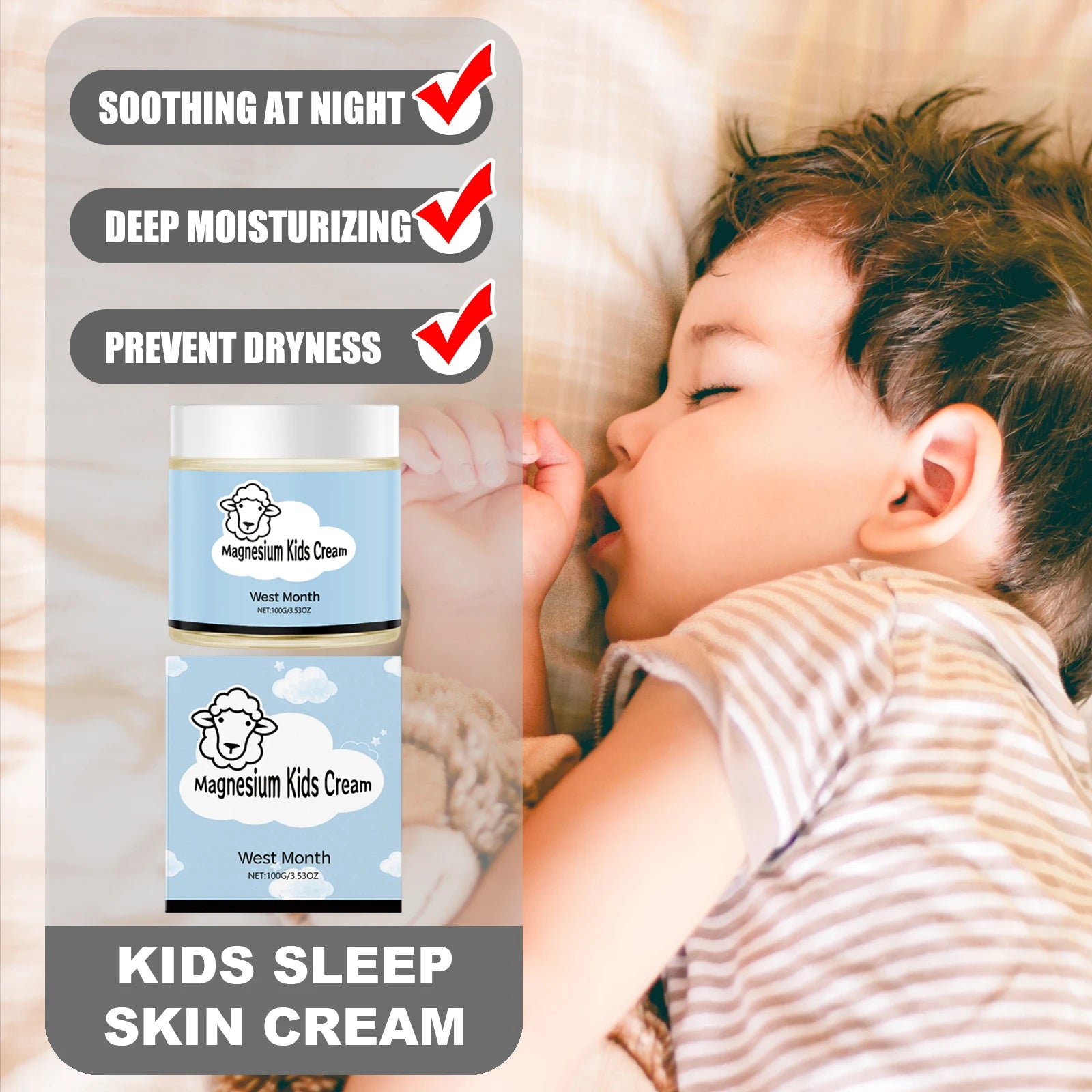 WEST MONTH Kids Sleep Skin Cream Strengthen Barrier Protection Promote Sleep Quality Prevent Winter Dryness
